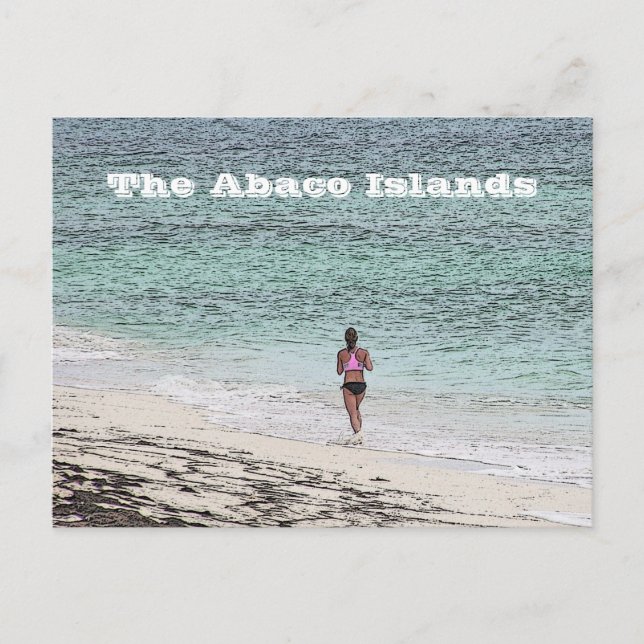 Postkarte/JOGGEN DER FRAU AM STRAND/ABACO-INSELN Postkarte (Vorderseite)