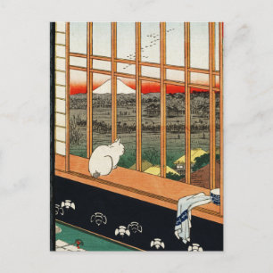 Postkarte: Katze am Fenster von Hiroshige 歌川広重 Postkarte