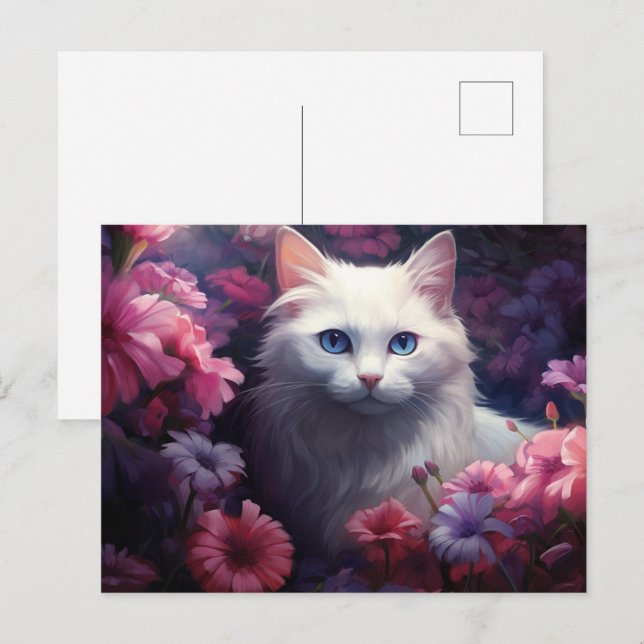 Postkarte Katze Fleur (Vorne/Hinten)