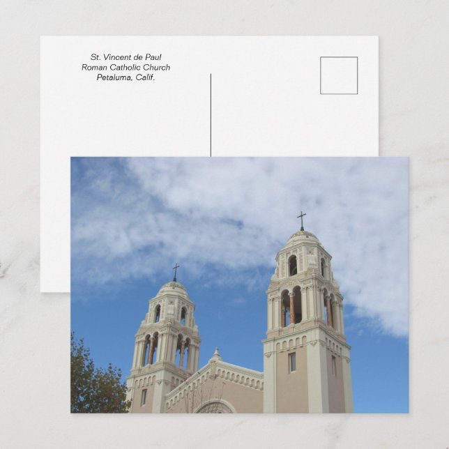Postkarte - Kirchenturm in Petaluma (Vorne/Hinten)