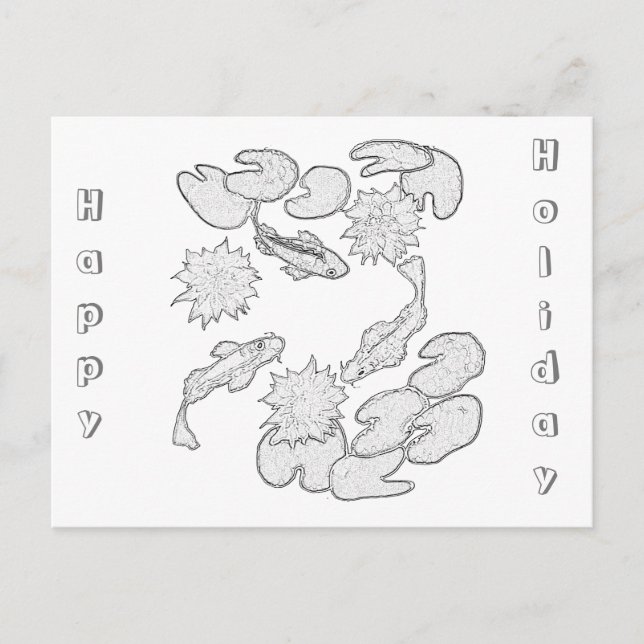 Postkarte - Koi-Teich zur Farbe (Vorderseite)