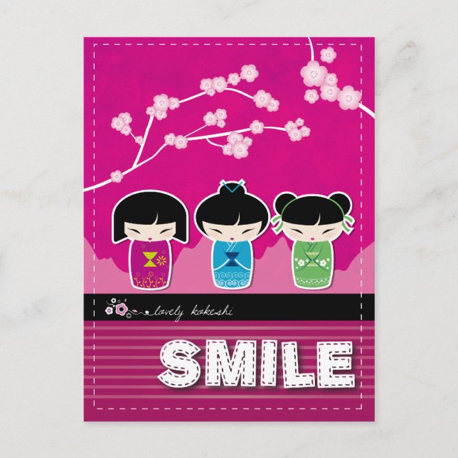 Postkarte Kokeshi "SMILE" (Vorderseite)