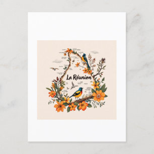 Postkarte La Réunion – Vintage-Blumenkranz