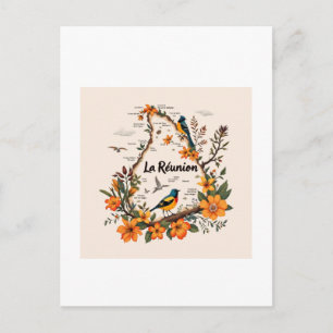 Postkarte La Réunion – Vintage-Blumenkranz