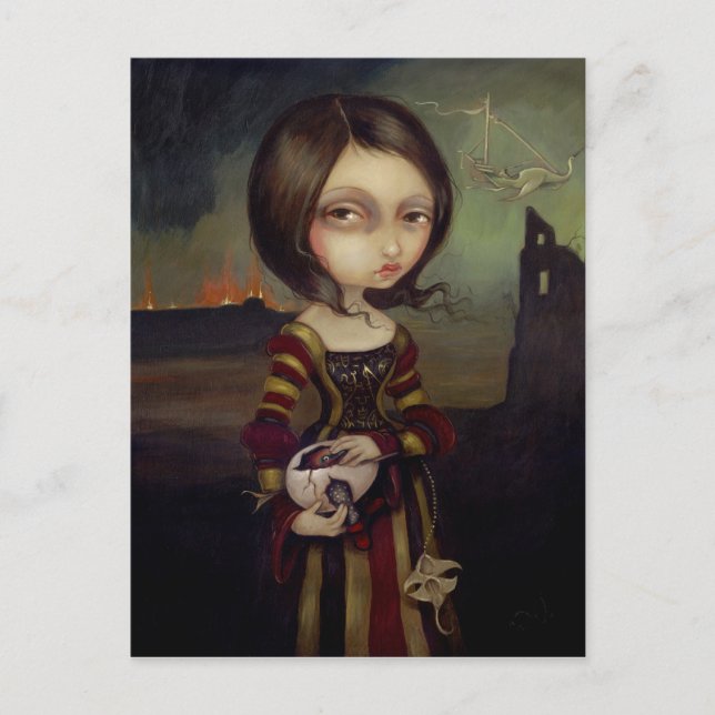 Postkarte "Lady with a Bosch Egg" (Vorderseite)