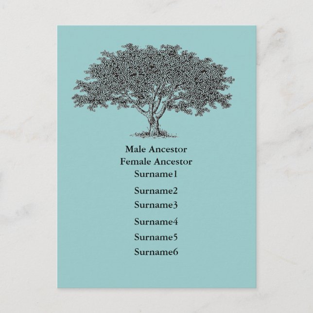 Postkarte - Liste der Familienbaum (Vorderseite)