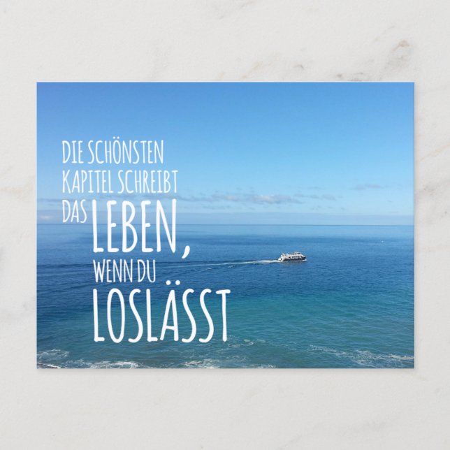 Postkarte „Loslassen“ mit Blick auf das weite Meer (Vorderseite)