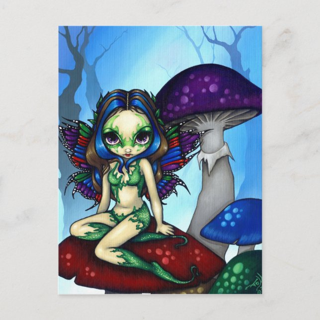 Postkarte "Masked Fairy on the Mushrooms" (Vorderseite)