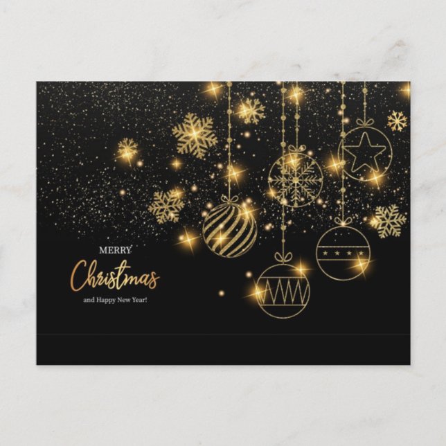 Postkarte Merry Christmas, goldene Sterne (Vorderseite)