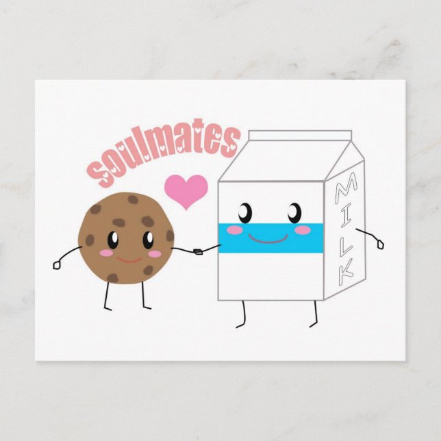 Postkarte Milch und Cookie (Vorderseite)