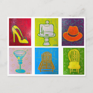 Postkarte mit 6 originalen Ölgemälden