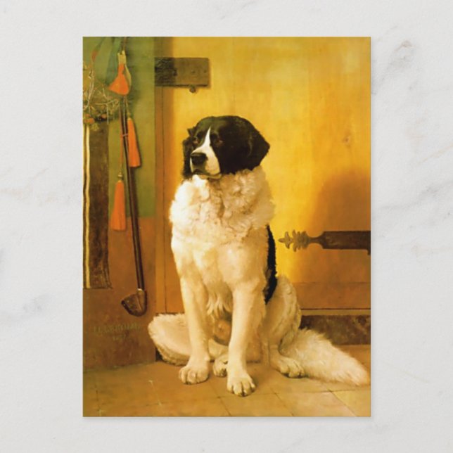 Postkarte mit alter 1852 Hunde-Malerei Druck (Vorderseite)