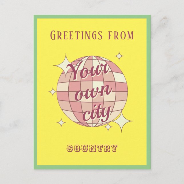 Postkarte mit benutzerdefinierbarem Stadtnamen gel (Vorderseite)