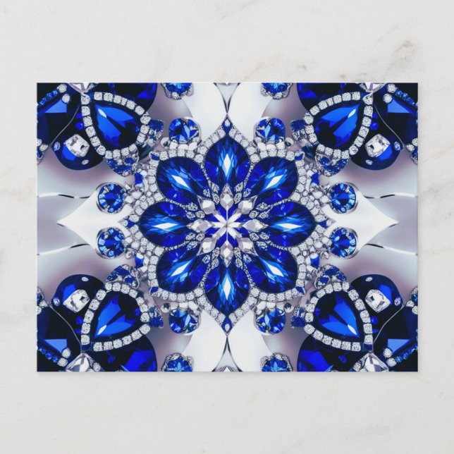 Postkarte mit blauweißem Farbdesign (Vorderseite)