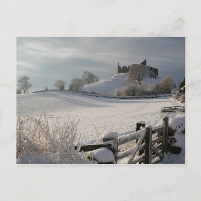 Postkarte mit Burg Hume im Winter (Vorderseite)