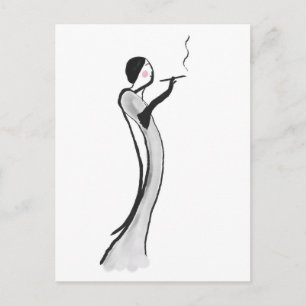 Postkarte mit Chic Jazz Age Lady Illustration
