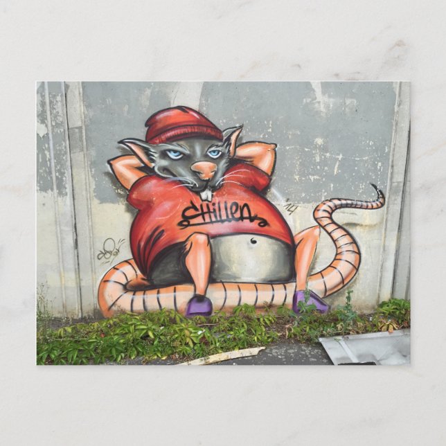 Postkarte mit Chilling Mouse (Deutsches Graffiti) (Vorderseite)