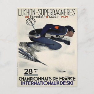 Postkarte mit Coolem Skiposter aus Frankreich