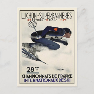 Postkarte mit Coolem Skiposter aus Frankreich