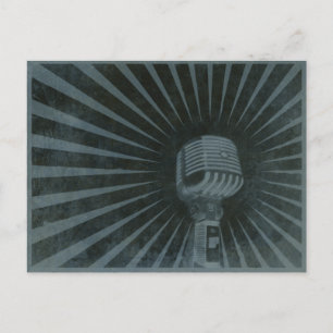 Postkarte mit Coolem Vintagem Mikrofon