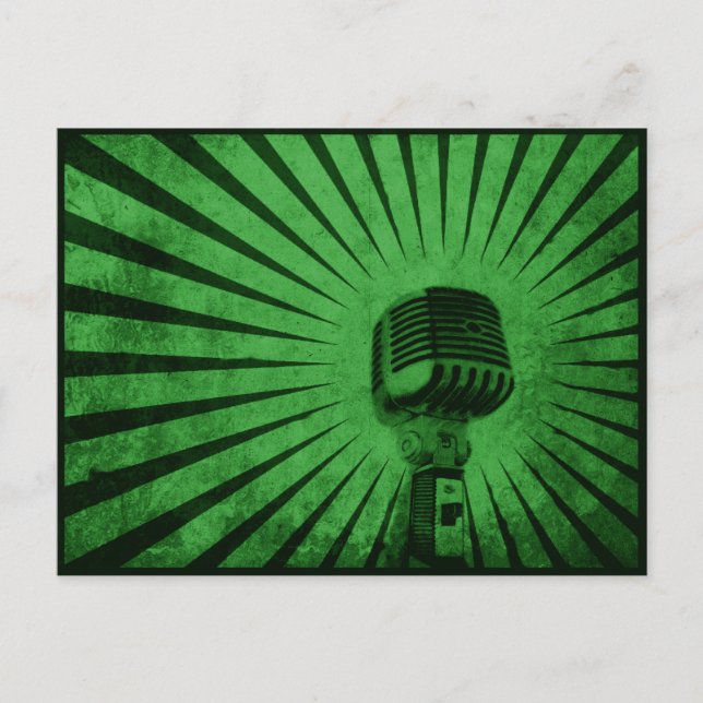 Postkarte mit Coolem Vintagem Mikrofon (Vorderseite)