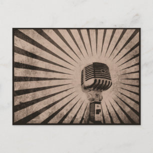 Postkarte mit Coolem Vintagem Mikrofon