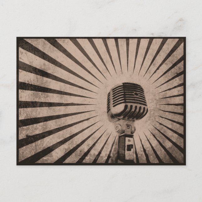 Postkarte mit Coolem Vintagem Mikrofon (Vorderseite)