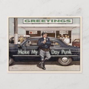 Postkarte mit cooler Vintage-Cop-Illustration