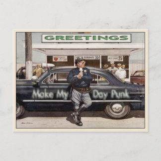 Postkarte mit Cooler Vintager Polizist