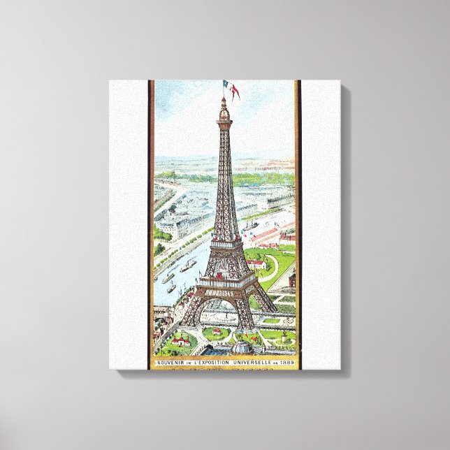 Postkarte mit dem Eiffelturm Leinwanddruck (Vorderseite)