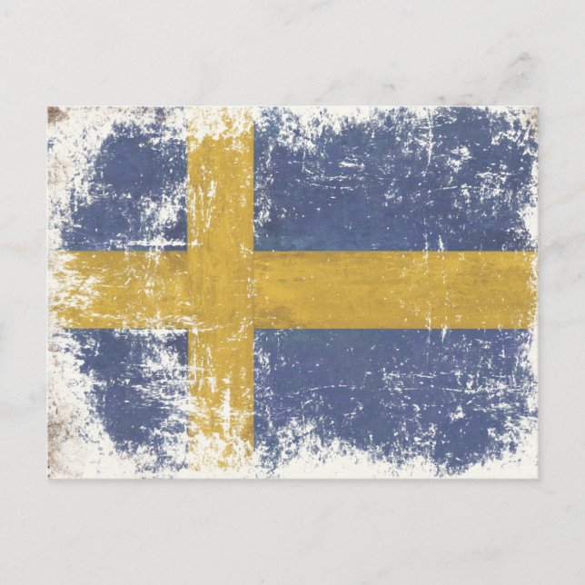 Postkarte mit dem Vintagen Flag Dirty aus Schweden (Vorderseite)