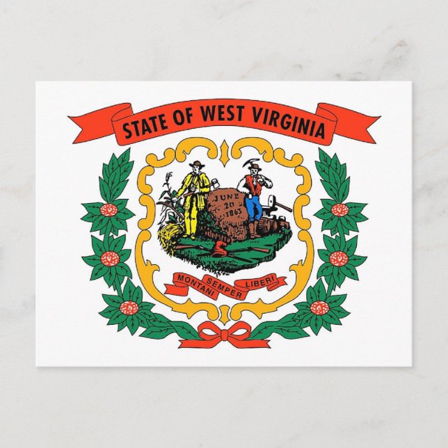 Postkarte mit der Flag West Virginia Staat - USA (Vorderseite)