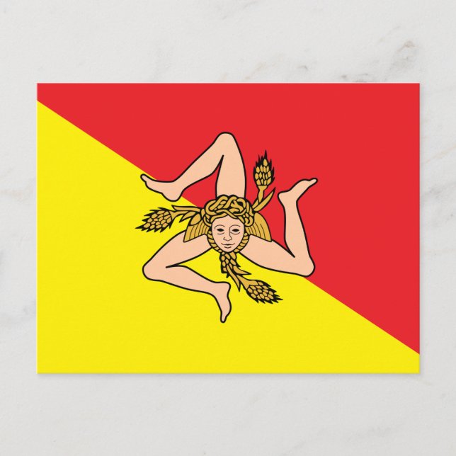 Postkarte mit der Flagge Siziliens, Italien (Vorderseite)