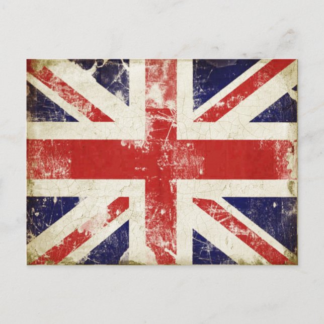 Postkarte mit "Distressed Great Britain"-Flagge (Vorderseite)