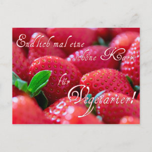 Postkarte mit Erdbeeren für Vegetarier!