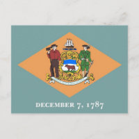 Postkarte mit Flagge des Delaware-Staat - USA