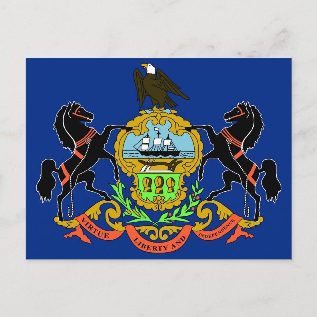 Postkarte mit Flagge des Staat Pennsylvania - USA (Vorderseite)