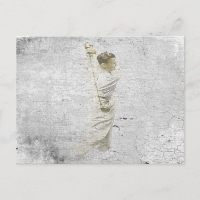 Postkarte mit Golden Golfer Holzkohle Zeichnend (Vorderseite)