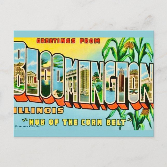 Postkarte mit Gruß aus Bloomington IL (Vorderseite)