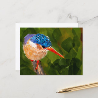Postkarte mit handgemaltem Eisvogel