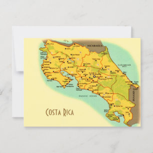 Postkarte mit Karte von Costa Rica