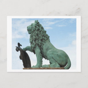 Postkarte mit Löwenstatue