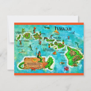 Postkarte mit lustiger Karte der hawaiianischen In