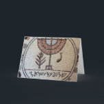 Postkarte mit Mosaik des Menorah in Israel<br><div class="desc">Postkarte mit dem ausschließlichen Foto des Mosaiks des findel Menorah im Gasthaus des Weltverbesserers in der Wüste von Jüdischen in Israel. Mit der Hebräischen Anmeldung in Altertümlichem „Shalom Al Israel“ Paz Auf Israel.</div>