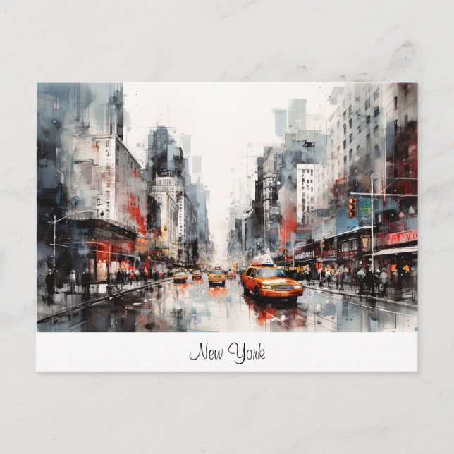 Postkarte mit New York City, gemalte Landschaft. (Vorderseite)