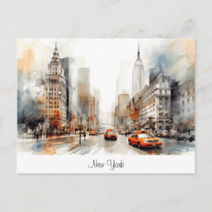 Postkarte mit New York City, gemalte Landschaft.