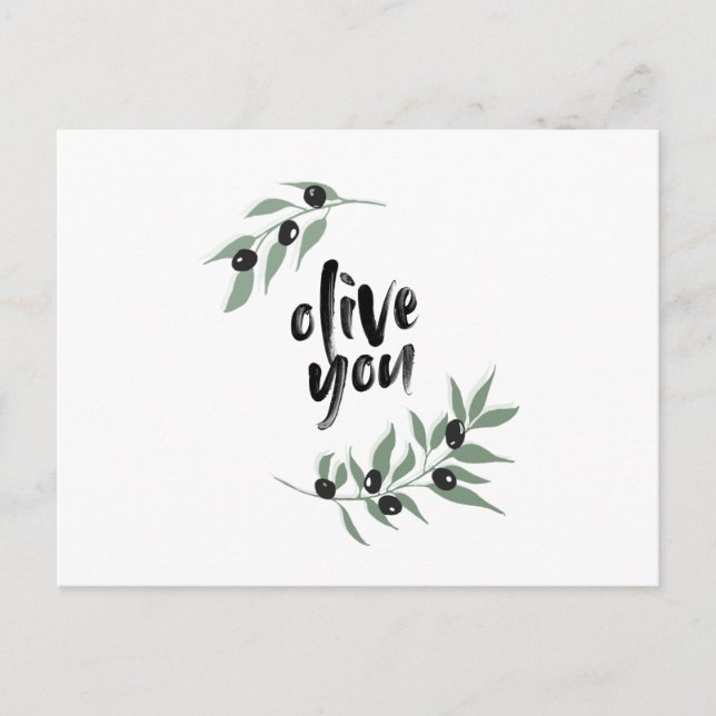 Postkarte mit Olivenzweig - "Oliven Sie" (Vorderseite)