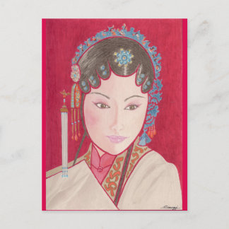 Postkarte mit Originalkunst des chinesischen Tänze