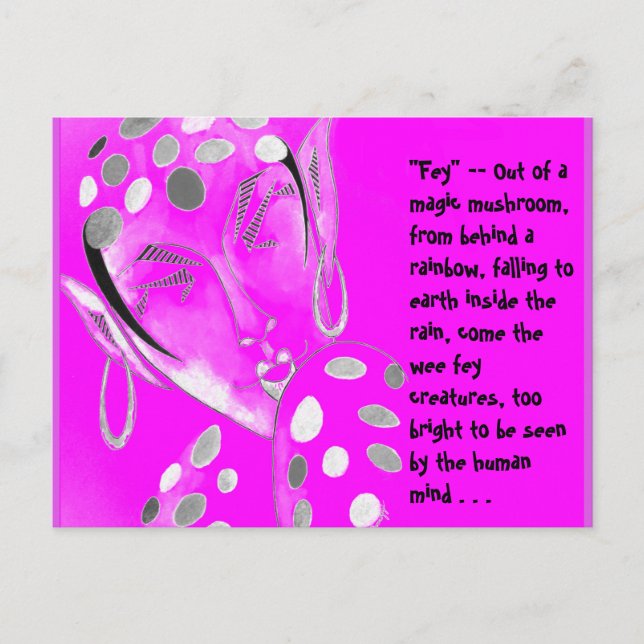 Postkarte mit Originalkunst — Fuchsia Fairy/Elf (Vorderseite)