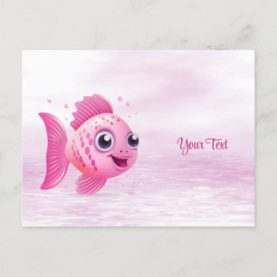 Postkarte mit rosa Fisch